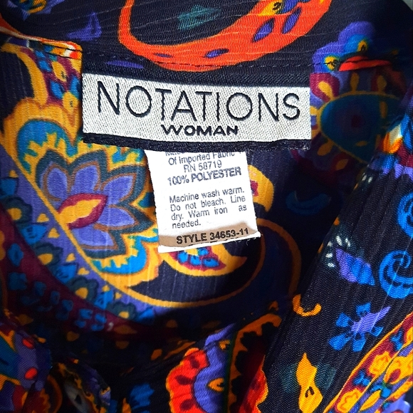 Notations Woman 1X Vintage Paisley Summer Button Up Blouse - Picture 4 of 7